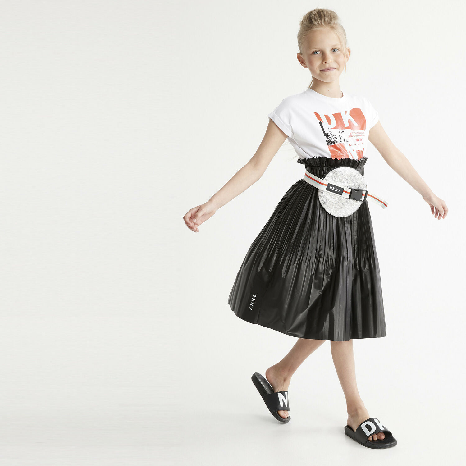 Girls White Logo T-Shirt, 1, hi-res