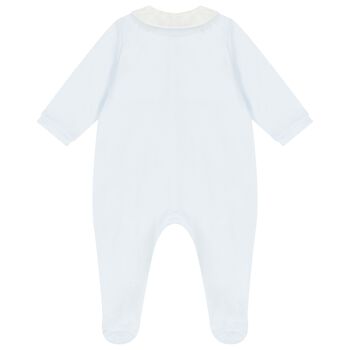 Baby Boys Blue Embroidered Babygrow