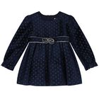 Younger Girls Navy Blue & Gold Dress, 1, hi-res
