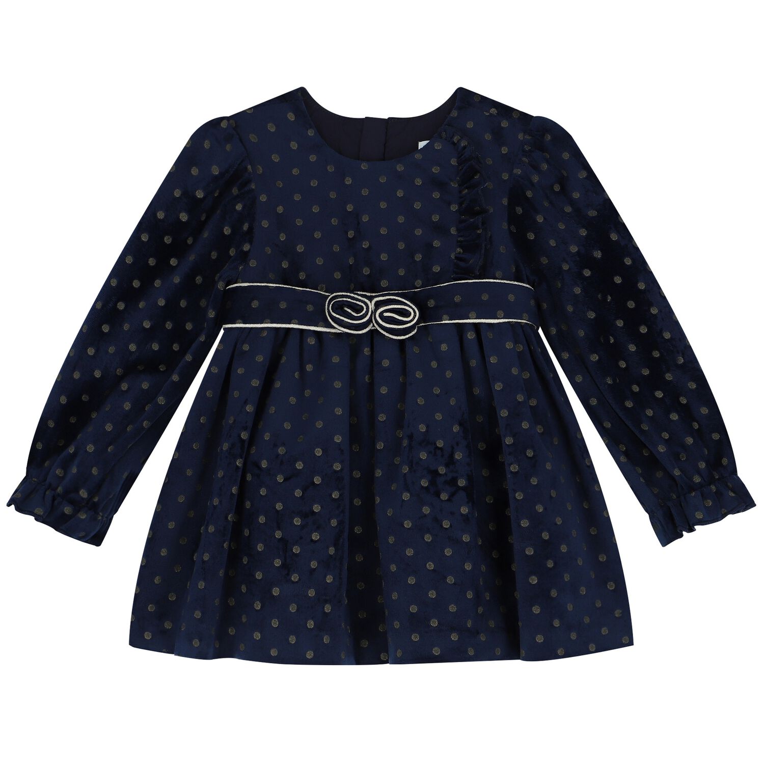 Younger Girls Navy Blue & Gold Dress, 1, hi-res image number null