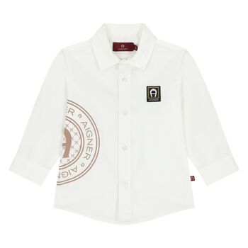 Younger Boys White Logo Shirt