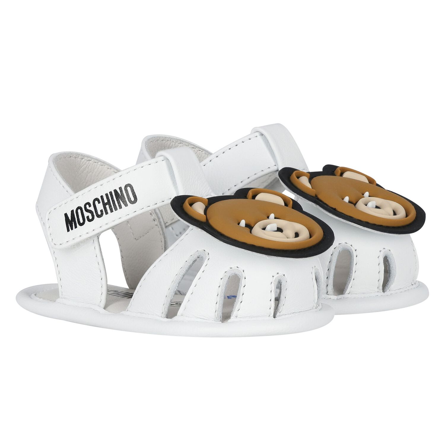 White Teddy Bear Baby Sandals, 1, hi-res image number null