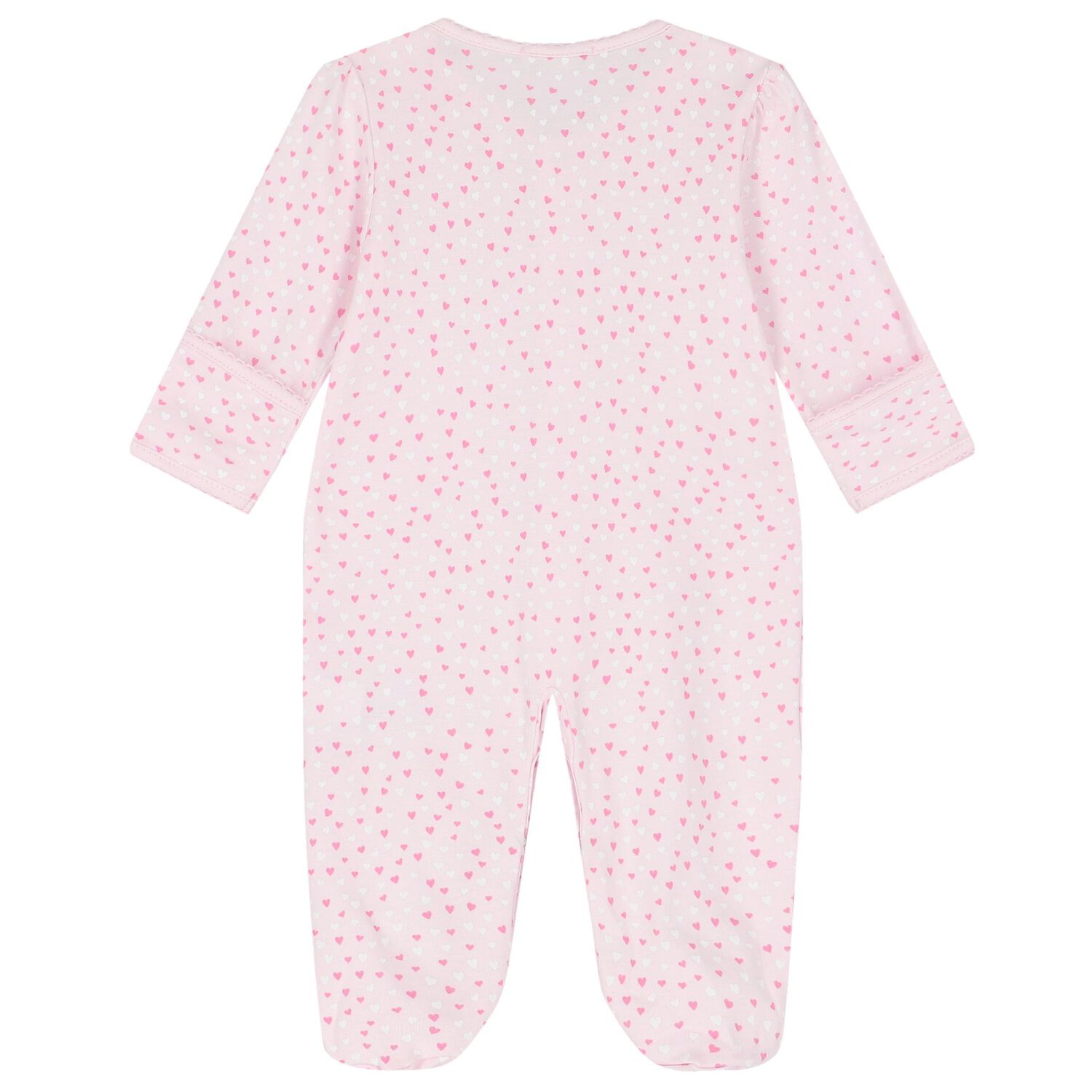 Baby Girls Pink Hearts Babygrow, 1, hi-res