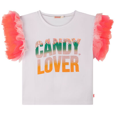 Girls White & Pink Candy T-Shirt