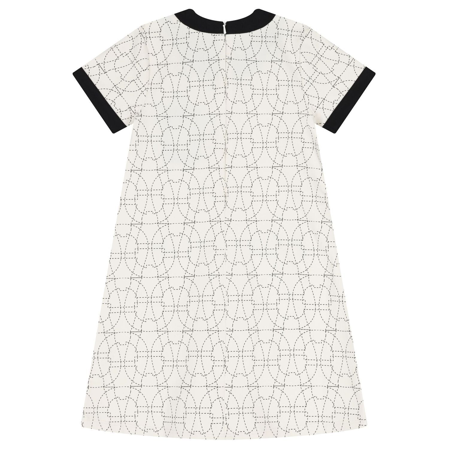 Girls Ivory & Black Logo Dress, 1, hi-res
