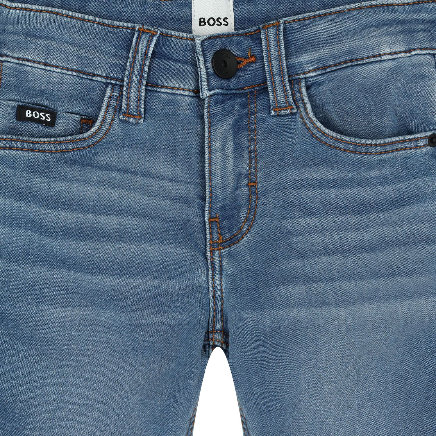 Boys Blue Logo Denim Jeans, 1, hi-res image number null