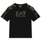 تيشيرت أولاد بالشعار باللون الأسود, 1, hi-res