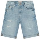 Boys Blue Denim Logo Shorts , 1, hi-res