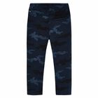 Boys Navy Camouflaged Trousers, 1, hi-res