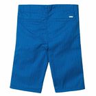 Boys Blue Cotton Logo Shorts, 1, hi-res