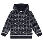 توب هودى بالشعار باللون الكحلى للبنات, 1, hi-res