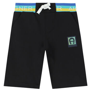 Younger Boys Black Logo Shorts