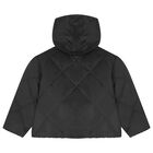 Girls Silver & Black Logo Reversible Puffer Jacket, 1, hi-res
