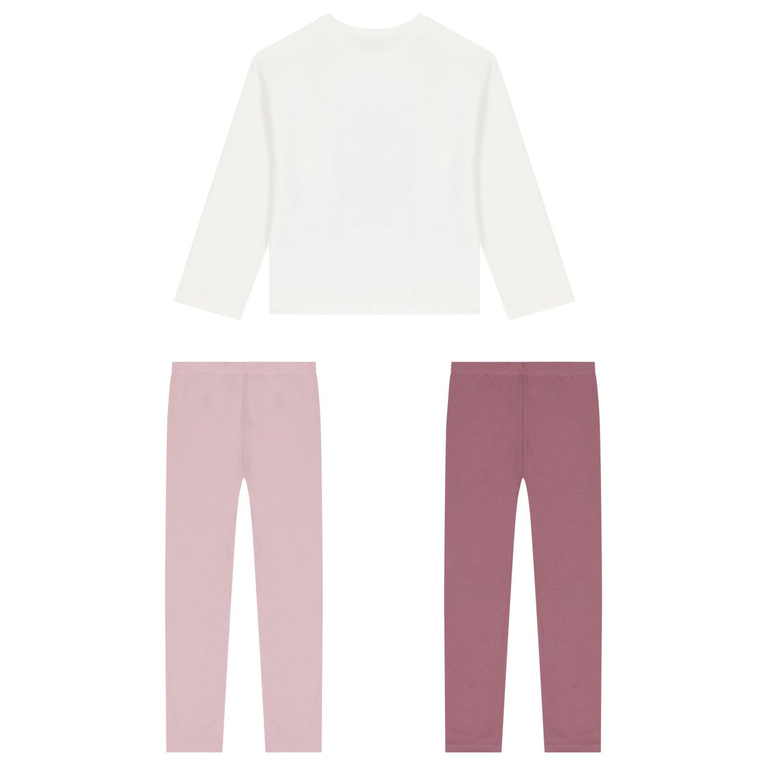 Girls White & Pink Leggings Set, 1, hi-res