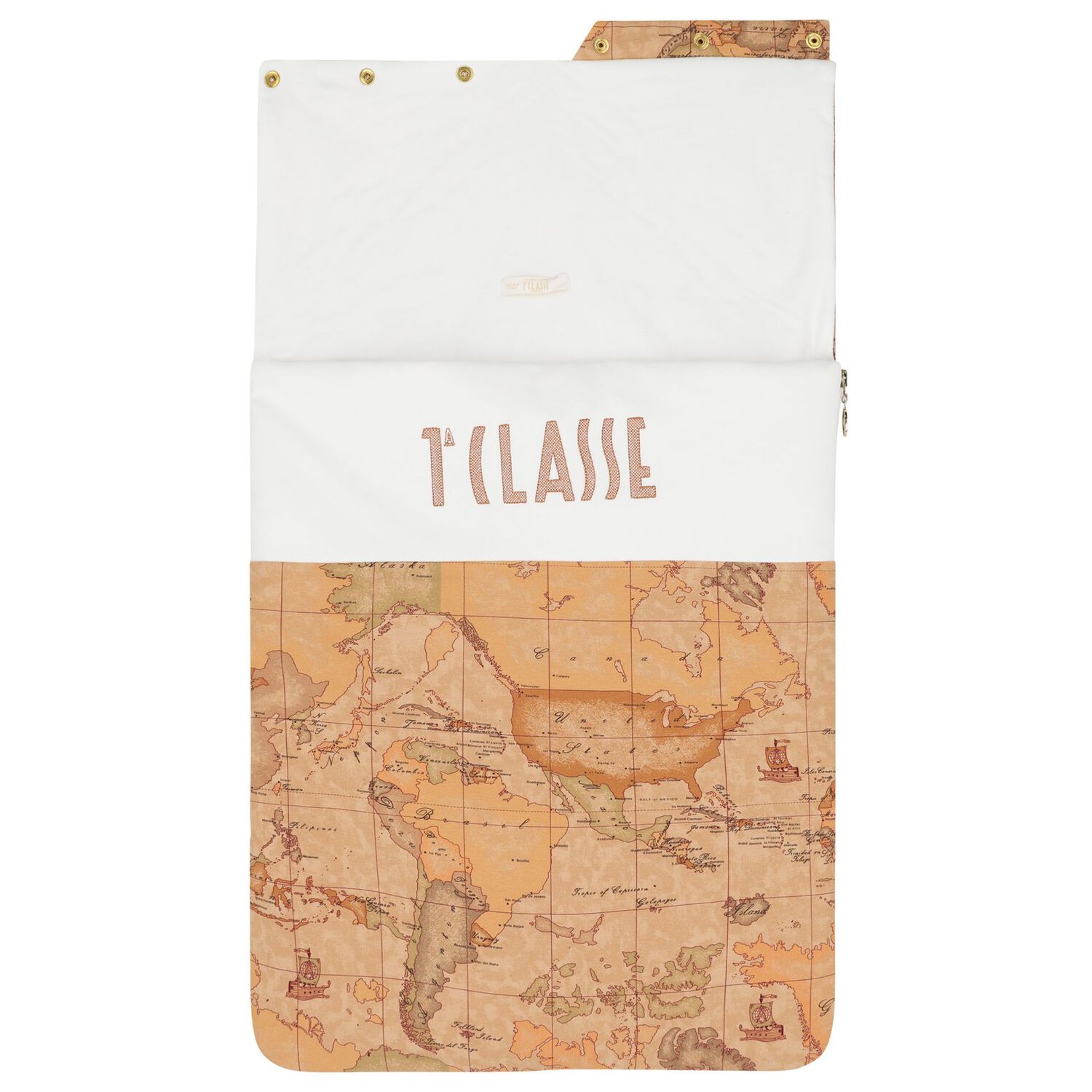 عش أطفال بشعار خريطة جغرافية باللونين الأبيض والبيج, 1, hi-res