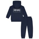 Younger Boys Navy Blue Logo Tracksuit, 1, hi-res