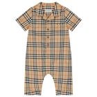 Baby Boys Beige Check Romper, 1, hi-res