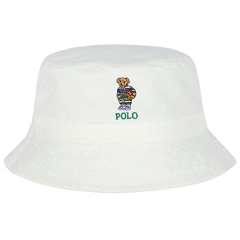 Boys White Bear Logo Hat