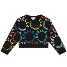 سويت شيرت بنات بالشعار باللون الاسود, 1, hi-res