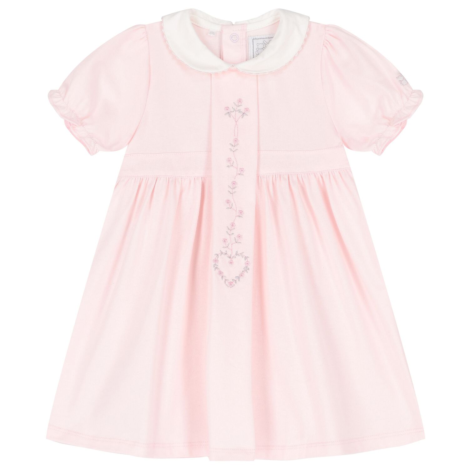 Baby Girls Pink Floral Dress, 1, hi-res