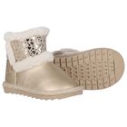Younger Girls Gold Faux Leather Boots, 3, hi-res