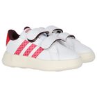 حذاء بنات رياضي بالشعار باللون الأبيض والوردي, 1, hi-res