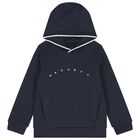 Boys Navy Blue Logo Hooded Top, 1, hi-res