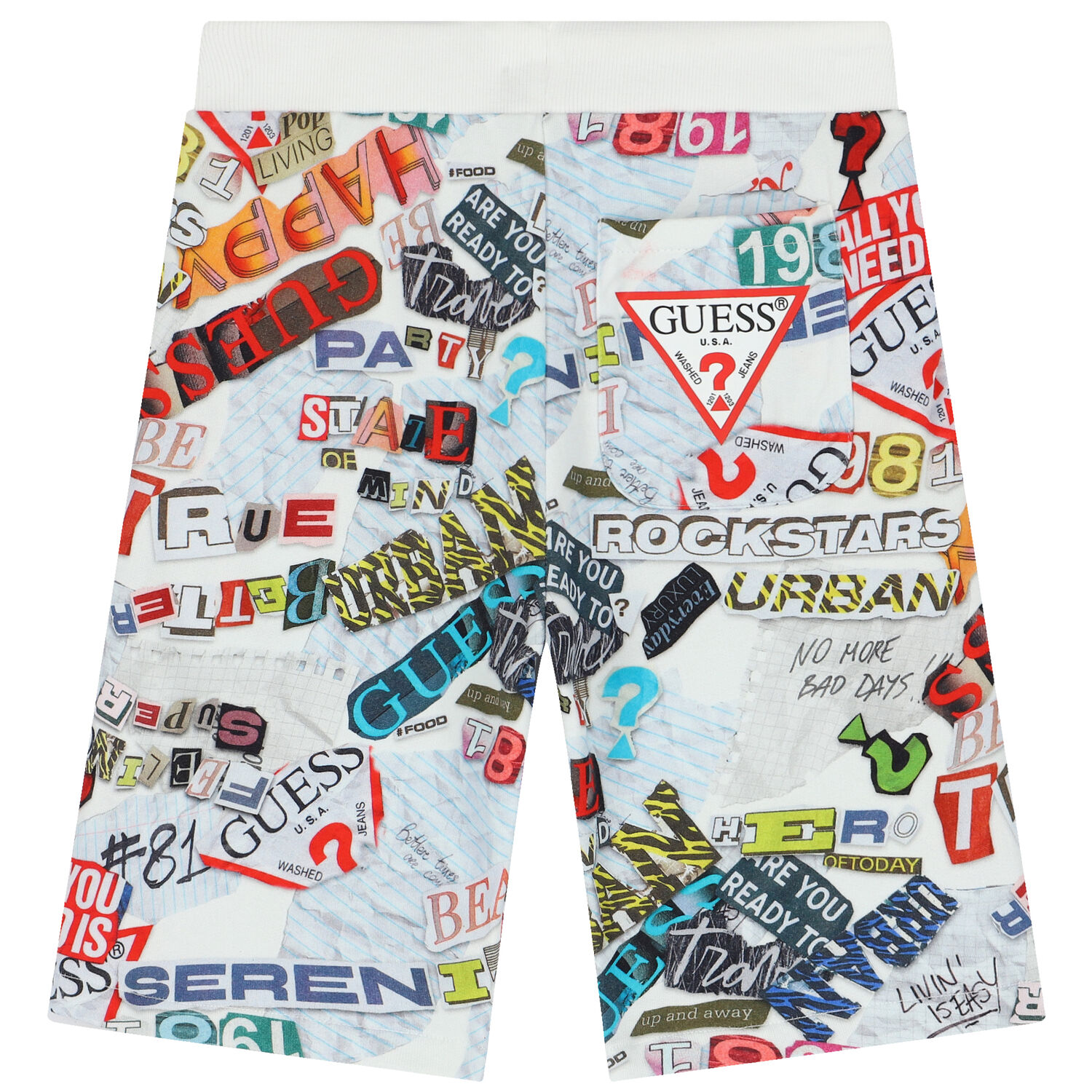 Boys White Logo Shorts, 1, hi-res