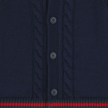 Baby Navy Blue Web Striped Cardigan