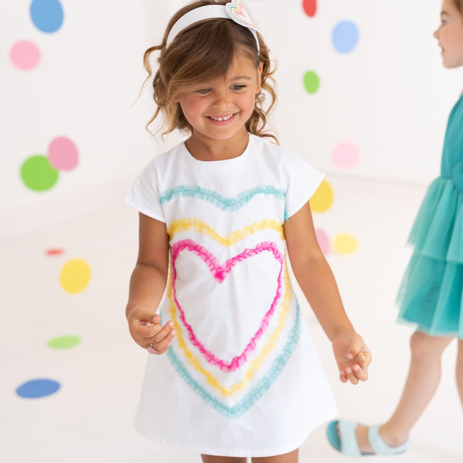 فستان بنات بطبعة باللون الأبيض, 1, hi-res