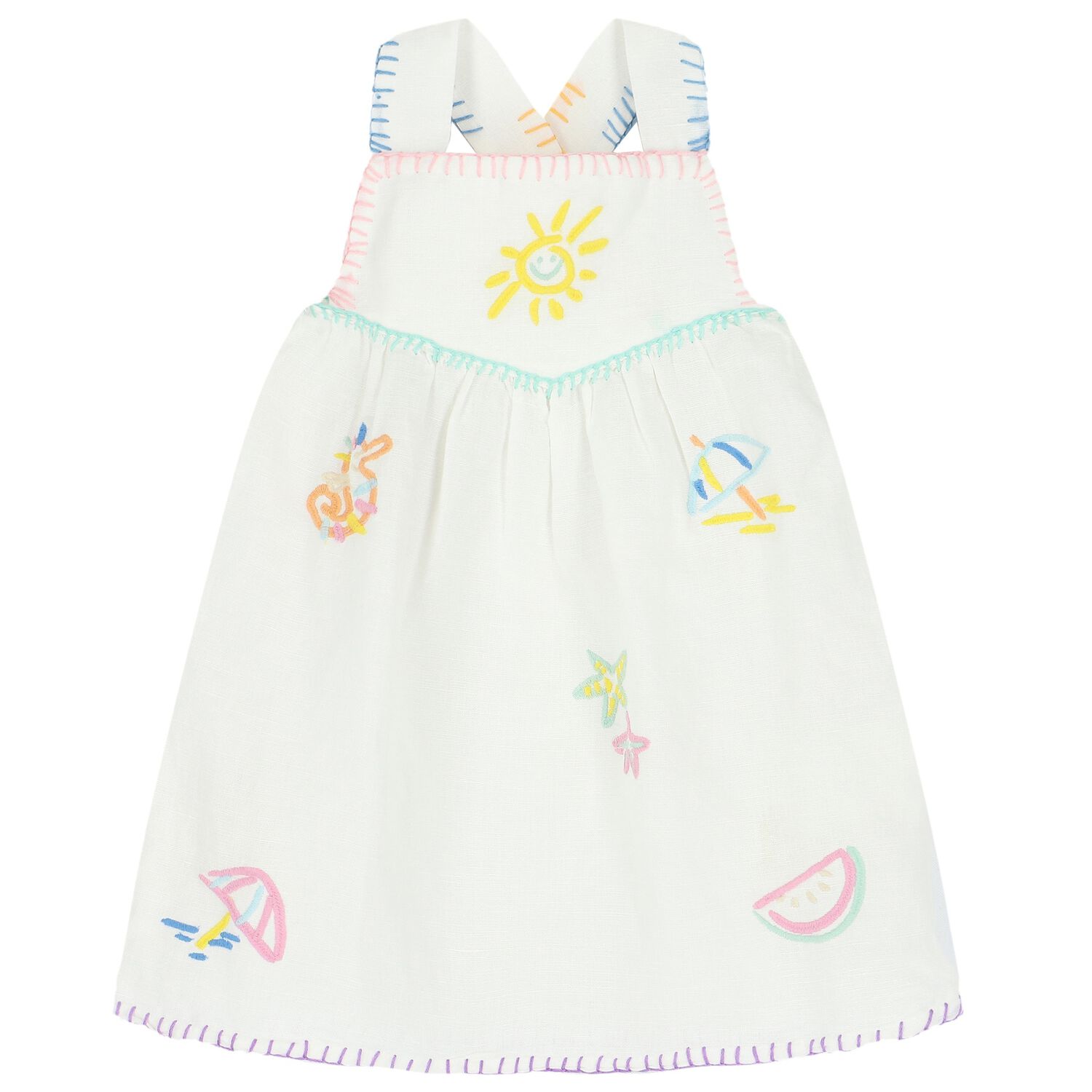 Younger Girls White Dress, 1, hi-res