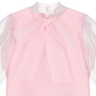 Girls Pink Bow Chiffon Blouse, 1, hi-res