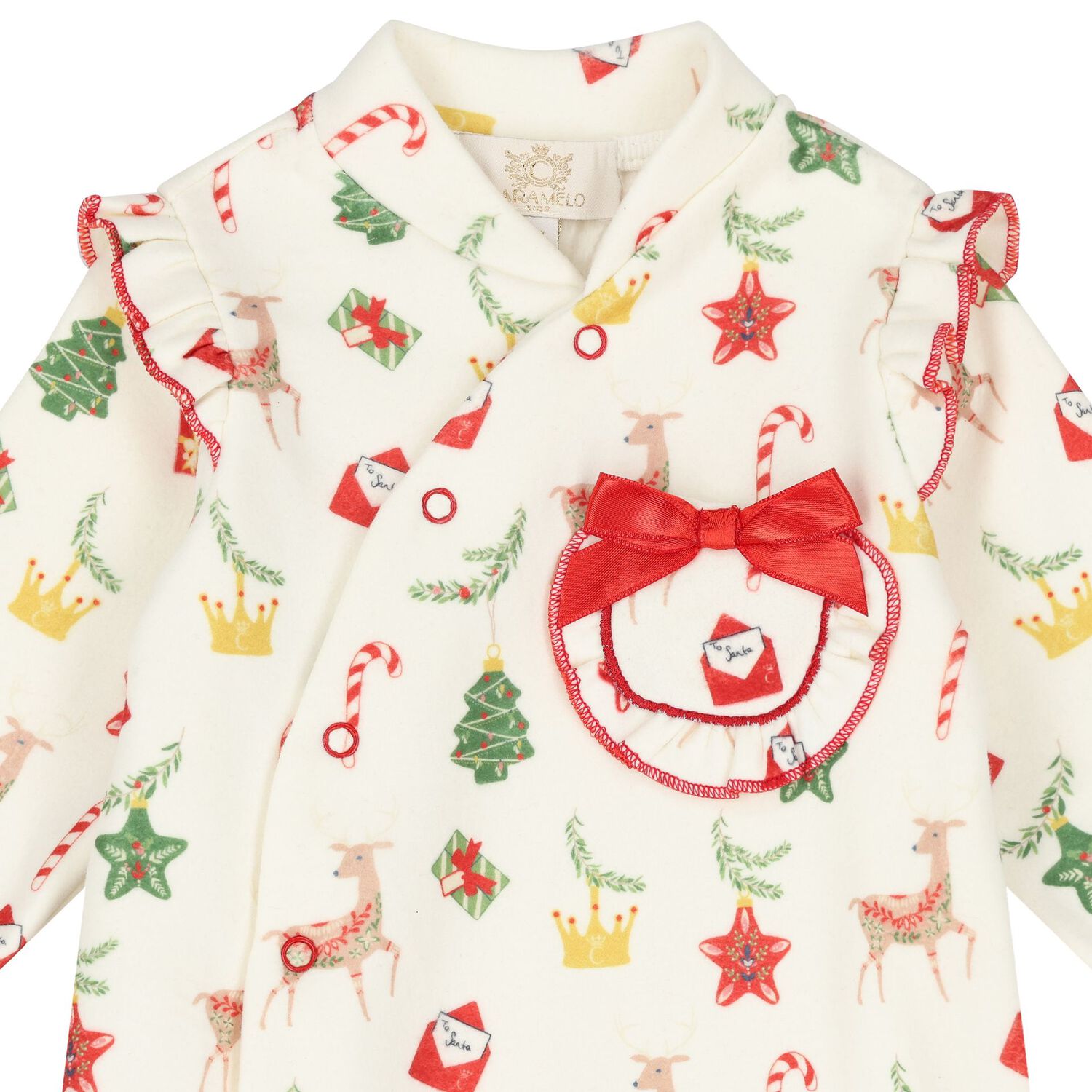 طقم أفرول بنات  بالشعار باللون العاجي, 1, hi-res