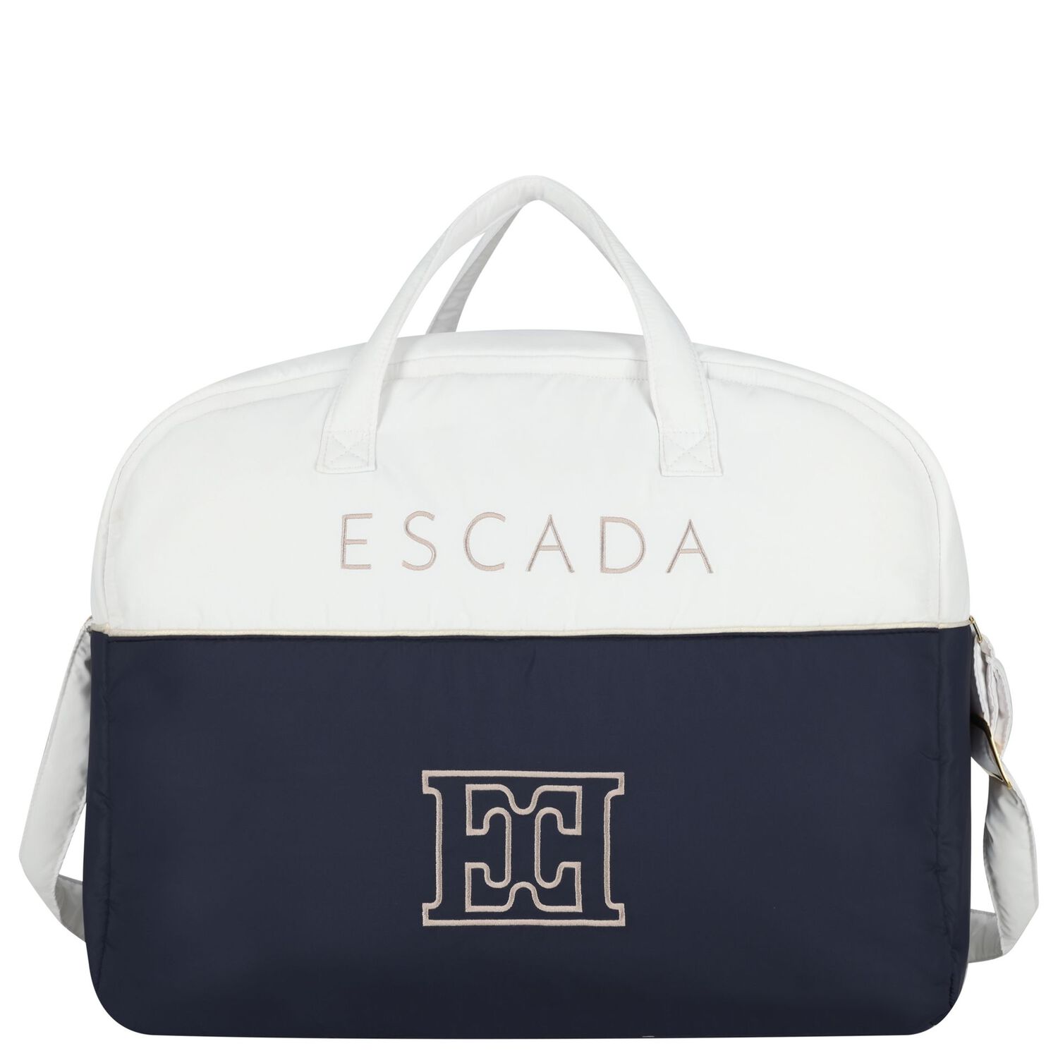 Baby Girls White & Navy Blue Logo Changing Bag, 1, hi-res