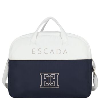 Baby Girls White & Navy Blue Logo Changing Bag