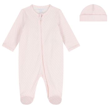 Baby Girls Pink & White Logo Babygrow Gift Set