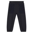 بدلة رياضية بشعار أزرق داكن للأولاد الصغار, 1, hi-res