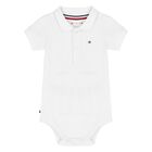 Baby Boys White Logo Bodysuit, 1, hi-res