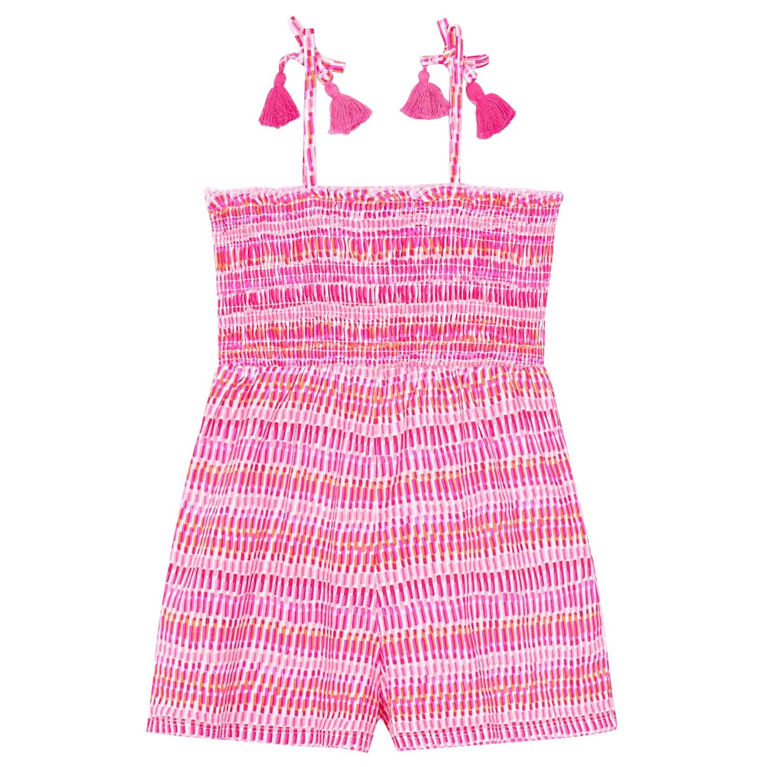 Girls Pink Smocked Playsuit, 2, hi-res image number null