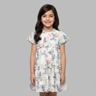 Younger Girls Ivory Butterflies Logo Dress, 1, hi-res