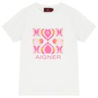 Girls White & Pink Logo T-Shirt, 1, hi-res