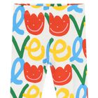 بنطلون ضيق بالون الأبيض مزين بالزهور للفتيات الصغيرات, 1, hi-res