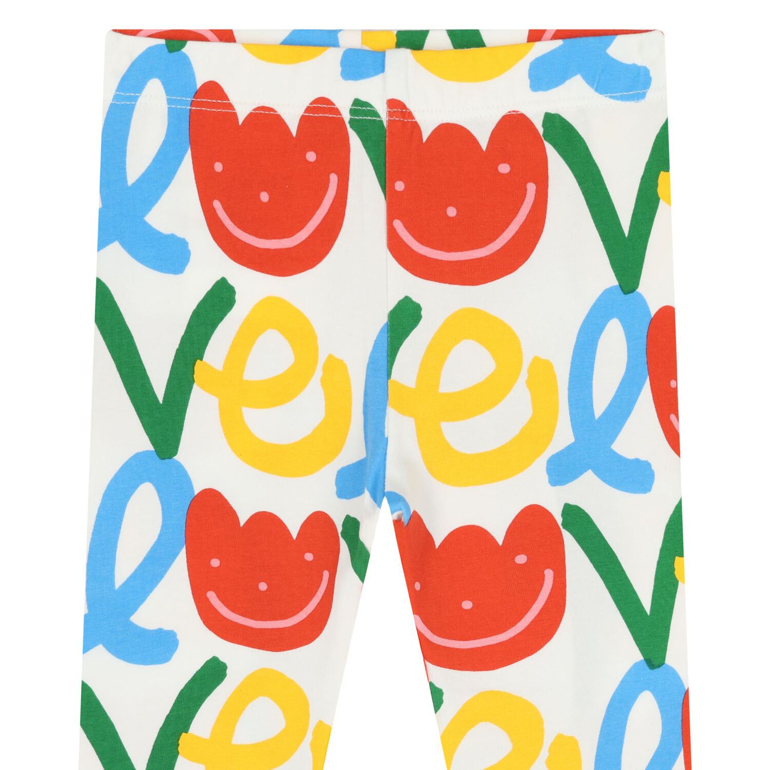 بنطلون ضيق بالون الأبيض مزين بالزهور للفتيات الصغيرات, 1, hi-res