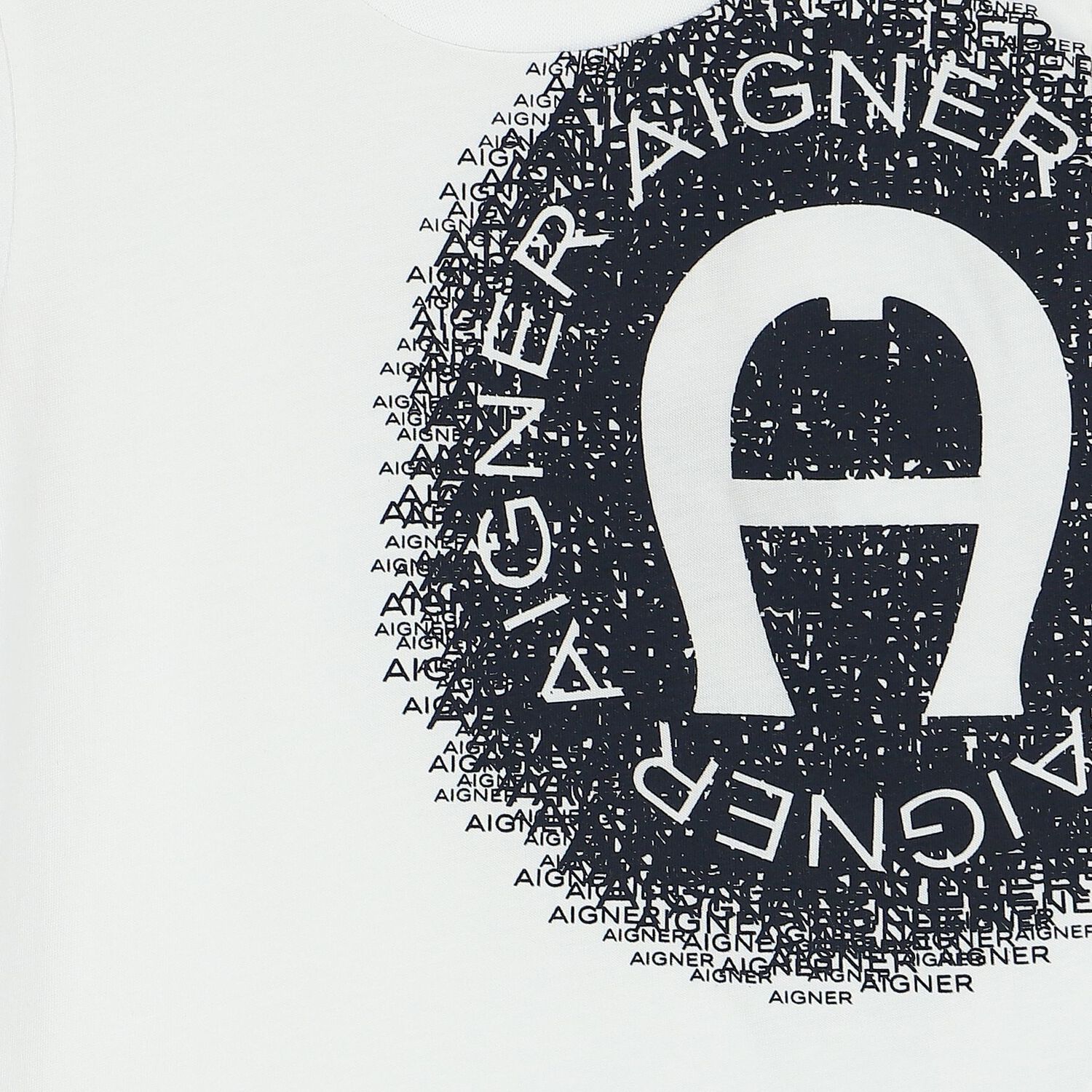 Younger Boys White & Navy Logo T-Shirt, 2, hi-res