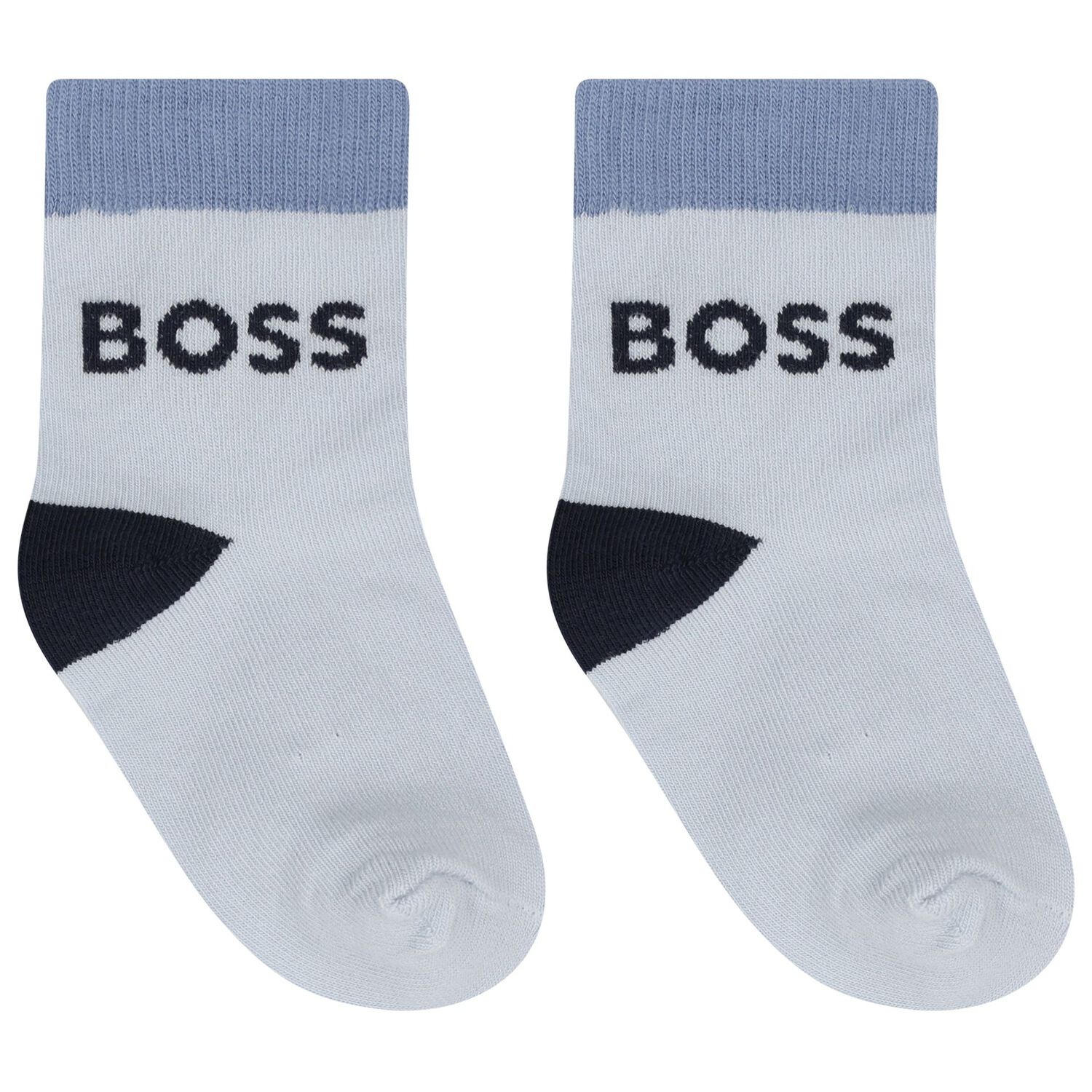 Baby Boys White & Blue Logo Socks ( 3-Pack ) , 2, hi-res