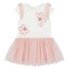 Younger Girls Ivory & Pink Tulle Dress, 1, hi-res