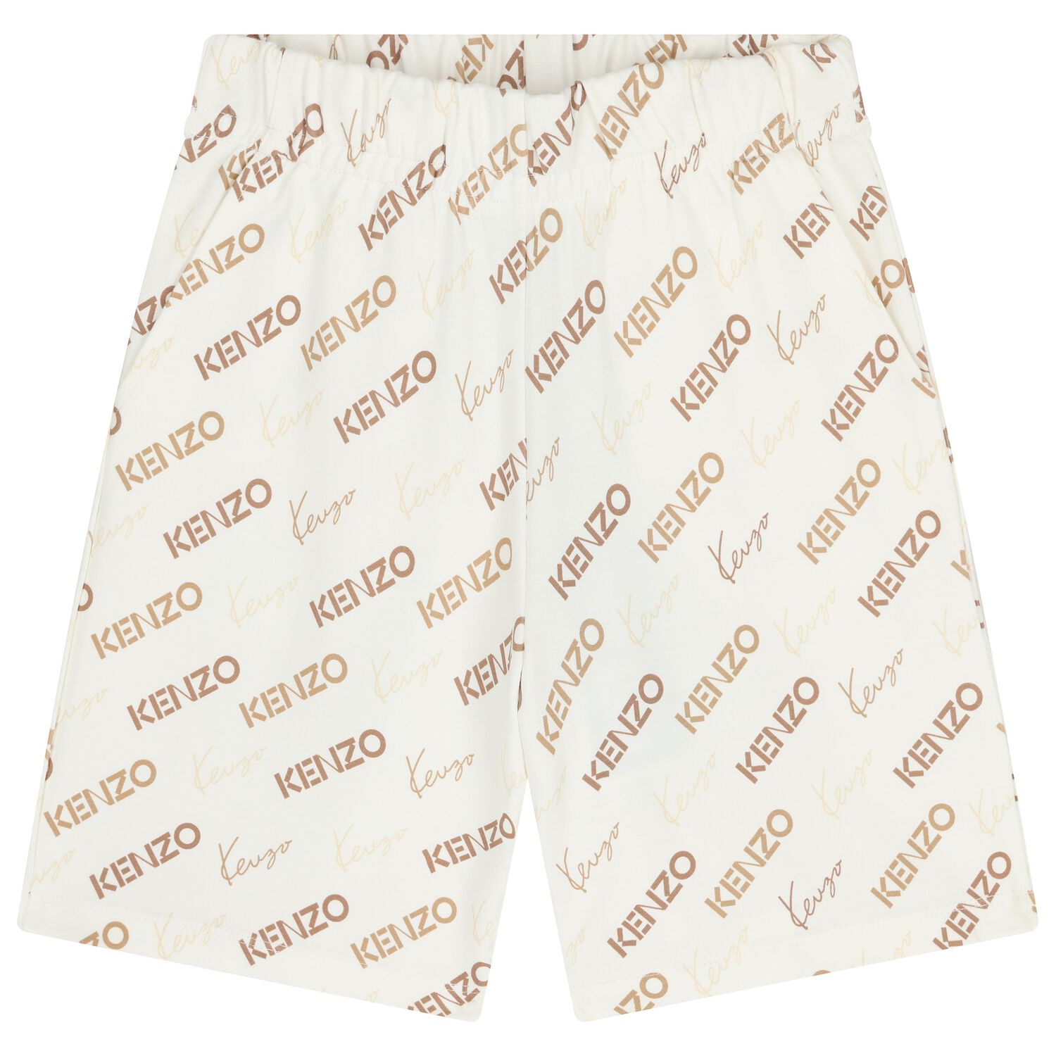 Ivory & Beige Logo Shorts, 1, hi-res