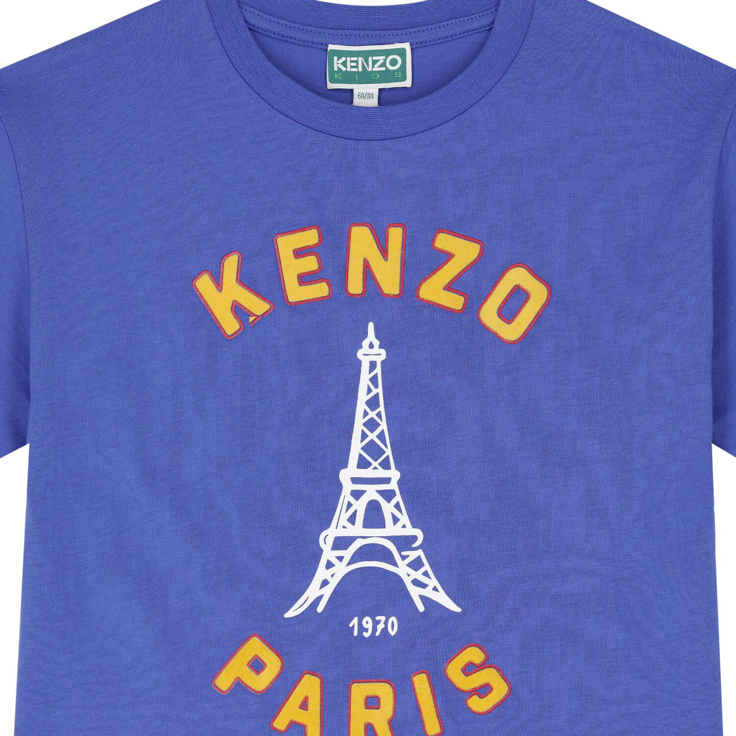 تيشيرت أولاد بالشعار باللون الأزرق, 1, hi-res