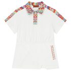 Girls White Logo Zig Zag Dress, 1, hi-res