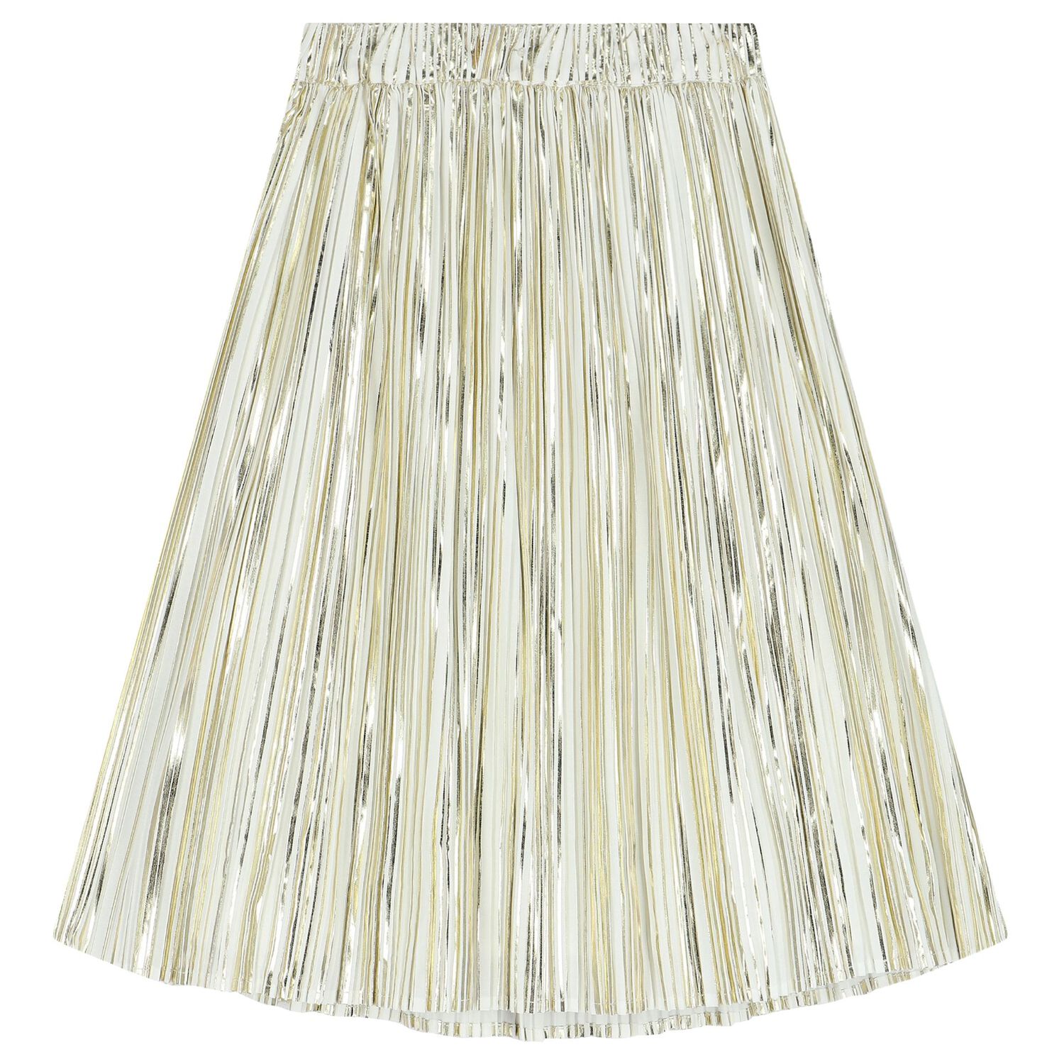 Girls Gold Logo Pleated Skirt, 1, hi-res